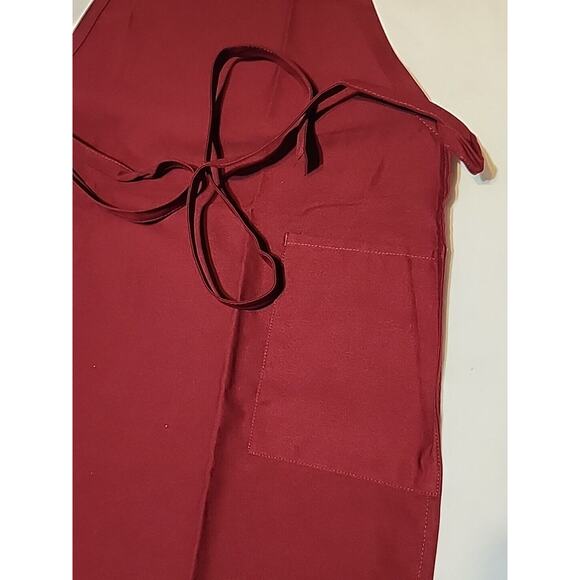 Fame Fabrics 2 Patch Pocket Bib Apron Burgundy Adjustable Neck Strap - Picture 3 of 6